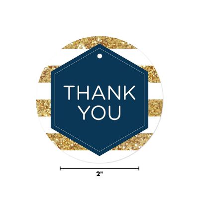 24PC Navy Blue Hexagon/White Thank You Image 2