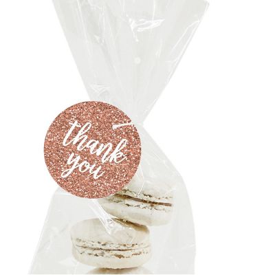 24PC  Rose Gold Glitter Script Thank You Image 1