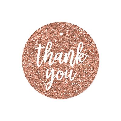 24PC  Rose Gold Glitter Script Thank You Image 1
