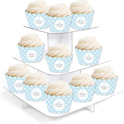 24Pcs Blue/Gray Baptism Cupcake Wrappers Image 1