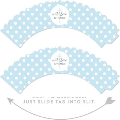 24Pcs Blue/Gray Baptism Cupcake Wrappers Image 2