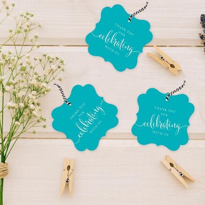 24PK Aqua Thank You Gift Tags Image 1
