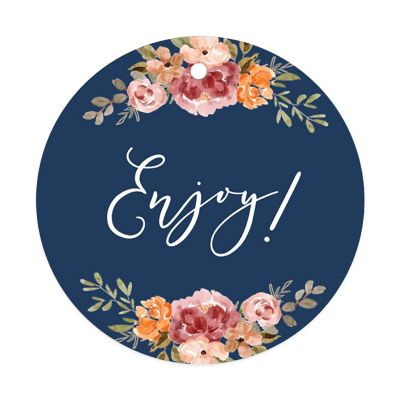 24PK Enjoy Floral Navy Circle Gift Tags Image 3