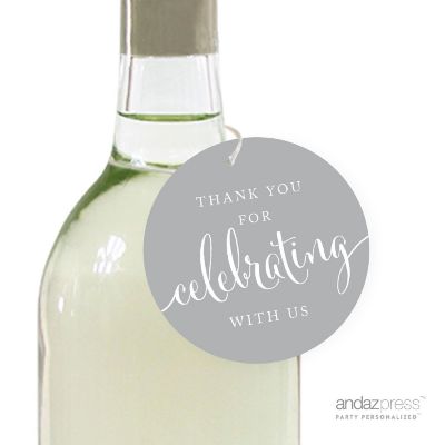 24PK Gray Circle Celebrating Gift Tags Image 1