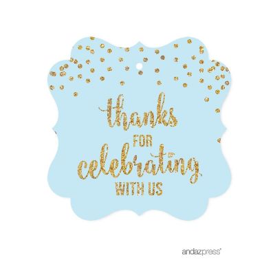 24PK Light Blue Gold Boy Gift Tags Image 1