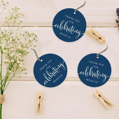 24PK Navy Blue Circle Celebrating Tags Image 1