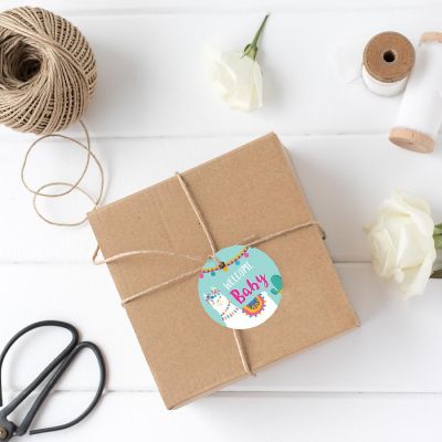 24PK Welcome Baby Llama Circle Gift Tags Image 1