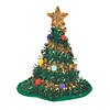 25 1/2" x 14" Tinsel Christmas Tree-Shaped Green & Gold Felt Hat Image 1