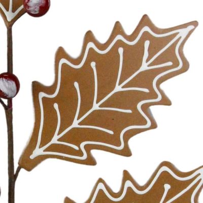 25" Gingerbread Holly Leaf Spray Image 1