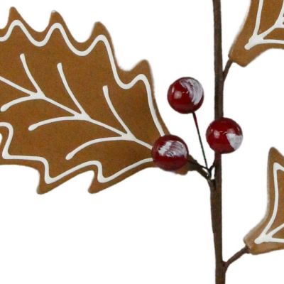 25" Gingerbread Holly Leaf Spray Image 3