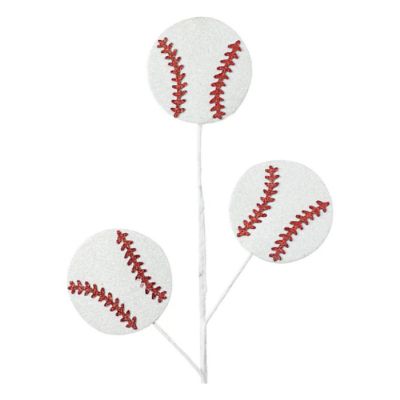 25" Glitter Baseballs Spray Image 1