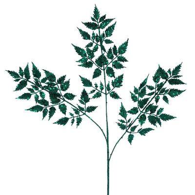 25" Glitter Fern Spray: Hunter Green Image 1