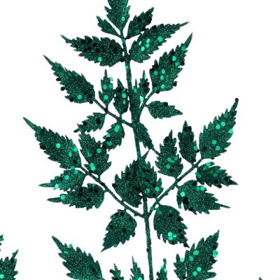 25" Glitter Fern Spray: Hunter Green Image 1