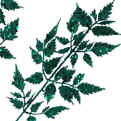 25" Glitter Fern Spray: Hunter Green Image 2