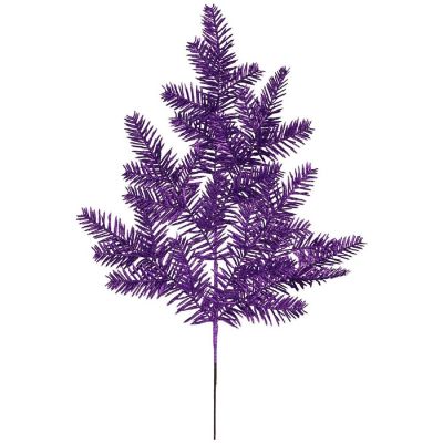 25" Glitter Hemlock Spray: Purple Image 1