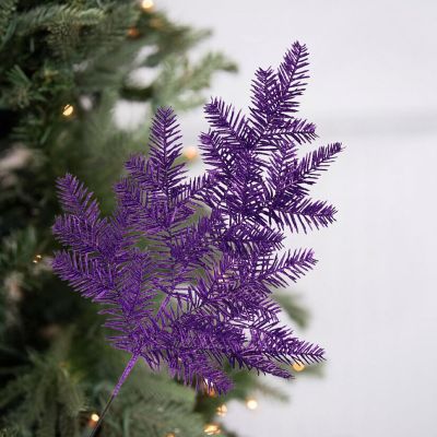 25" Glitter Hemlock Spray: Purple Image 2