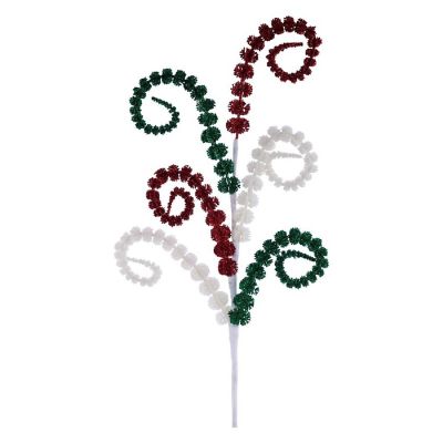 25" Glitter Spike Coil Spray: Red/Green Image 1