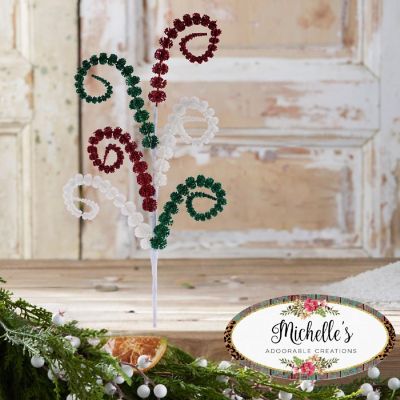 25" Glitter Spike Coil Spray: Red/Green Image 3