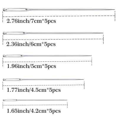 25 Hand Sewing Needles with Big Eyes, Sharp Tips, and Solid Wood Needle Case for Easy Storage Image 1