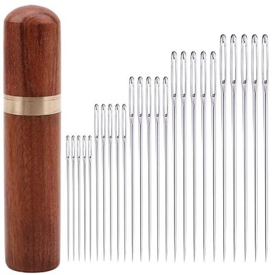 25 Hand Sewing Needles with Big Eyes, Sharp Tips, and Solid Wood Needle Case for Easy Storage Image 2