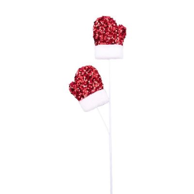 25" Sequin Santa Mitten Spray: Red Image 1