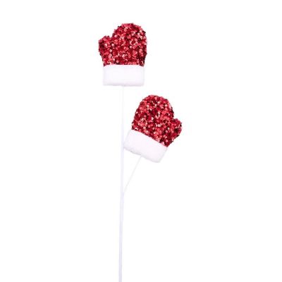 25" Sequin Santa Mitten Spray: Red Image 2