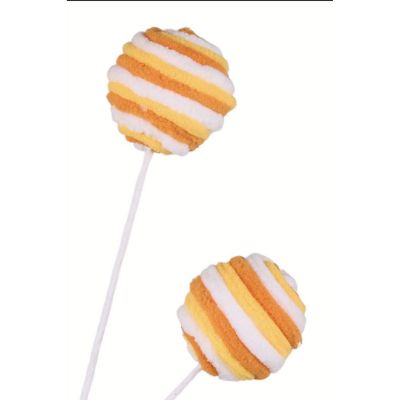 25" Velvet Striped Ball Spray: Candy Corn Image 1