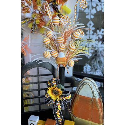 25" Velvet Striped Ball Spray: Candy Corn Image 2