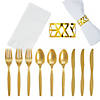 250 Pc. Metallic Gold Rolled Cutlery Kit for 50 Guests Image 1
