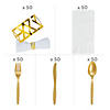 250 Pc. Metallic Gold Rolled Cutlery Kit for 50 Guests Image 1