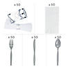 250 Pc. Metallic Silver Rolled Plastic Cutlery Kit for 50 Guests Image 1