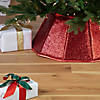 26" Glittery Red Fabric Hexagonal Christmas Tree Collar Image 1