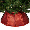 26" Glittery Red Fabric Hexagonal Christmas Tree Collar Image 4