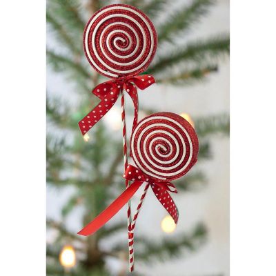 27" Glitter Lollipop Spray: Red &amp; White Image 3