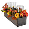 27" Pumpkin  Berry and Pine Cone Fall Harvest Triple Pillar Candle Holder Image 3