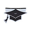 27" x 43" Graduation Mortarboard Black & White Polyester Bunting Image 1