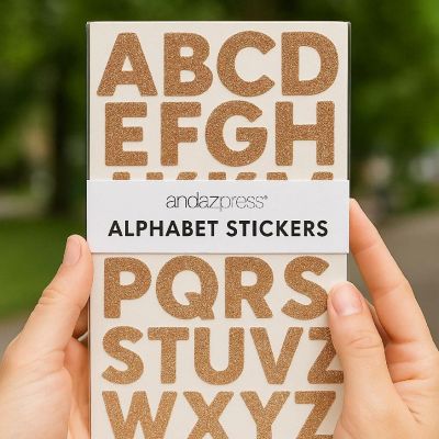 277PC Rose Gold Glitter Letter Stickers Image 1