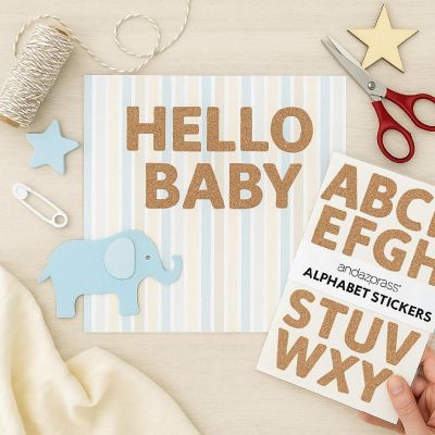277PC Rose Gold Glitter Letter Stickers Image 2