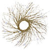 28" Pre-lit Gold Glittered Artificial Twig Christmas Wreath  Warm White LED Lights Image 1