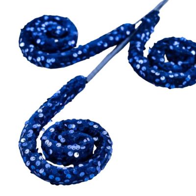 28" Sequin Curly Spray: Midnight Blue Image 2