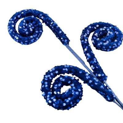 28" Sequin Curly Spray: Midnight Blue Image 3