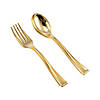 288 Pc. Gold Disposable Plastic Mini Flatware Set - Dessert Spoons and Dessert Forks (144 Guests) Image 1