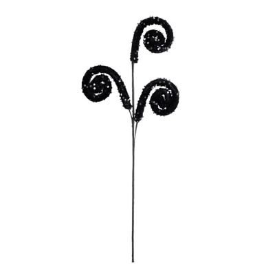 29" Glitter Scroll Curly Spray: Black Image 1