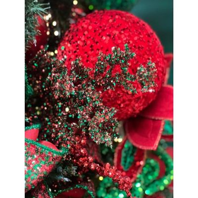 29" Red &amp; Green Glitter Berry Spray Image 1