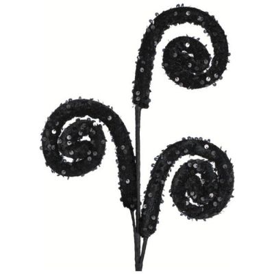 29" Sequin Curly Spray: Black Image 1