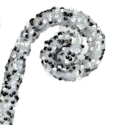 29" Silver Glitter Scroll Curly Spray - Wired Foam Tubes with Sequins Image 1