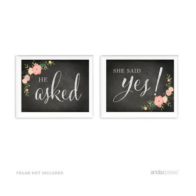 2PC Chalkboard Pink Coral Engaged 8.5x11 Image 1