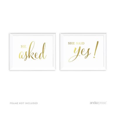 2PC Metallic Gold Asked She Yes 8.5x11 Image 1