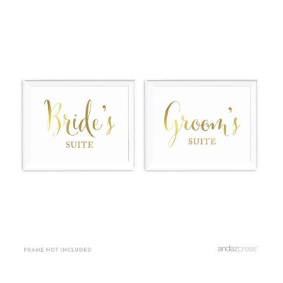 2PC Metallic Gold Bride Groom 8.5x11 Image 1