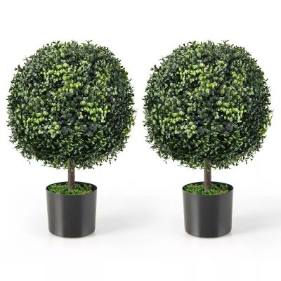 2Pcs 22" Artificial Boxwood Topiary Trees Image 1